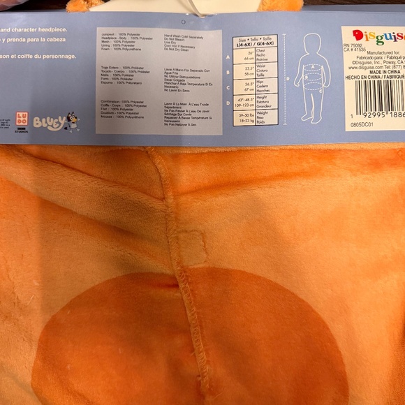 NWT Bluey Bingo Toddler Dress Up Costume kids 4-6x Disguise - Picture 4 of 4